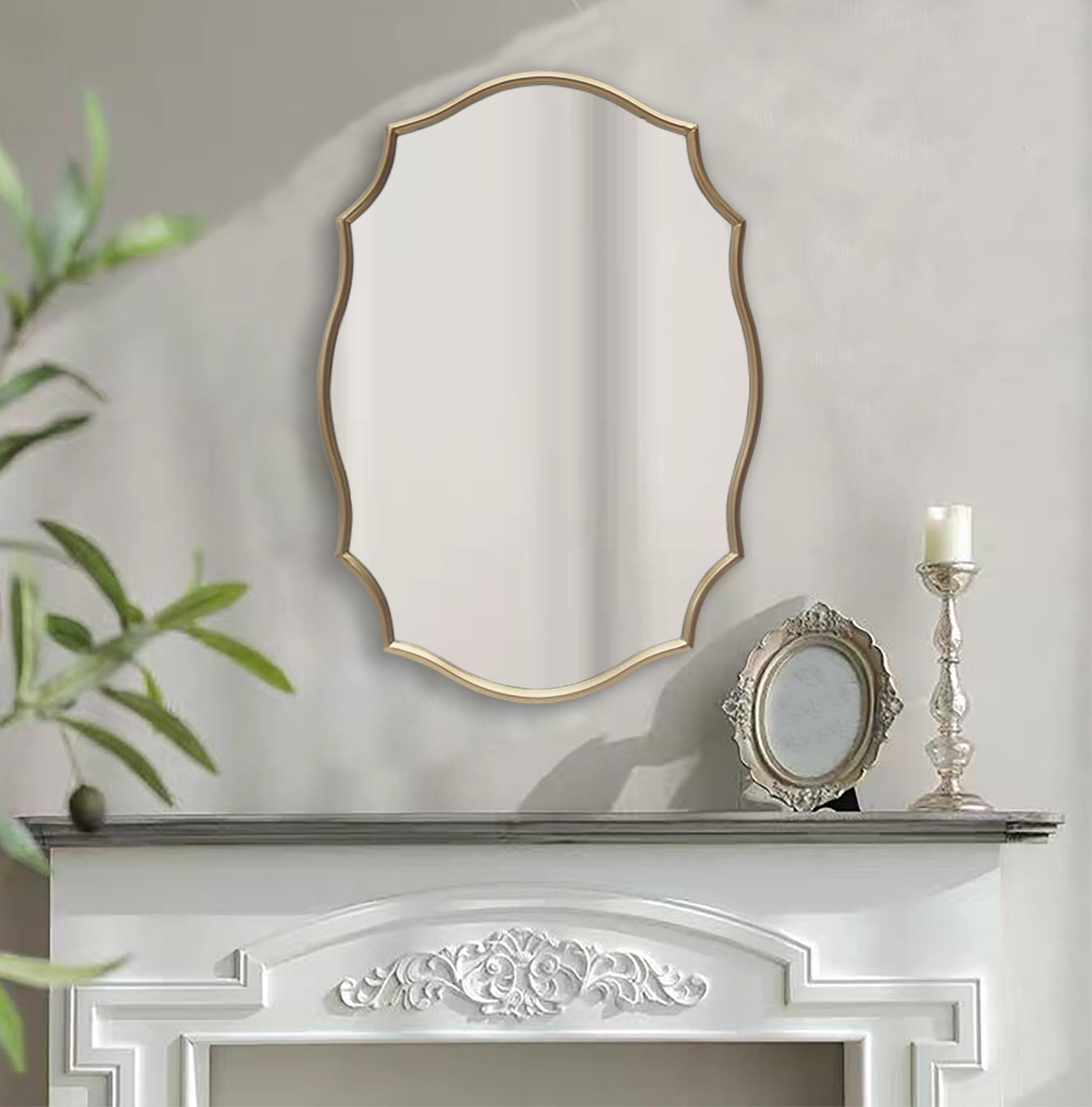  Paris Loft Scalloped Oval Gold Metal Wall Mirror - Gold - Bonton