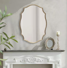 Scalloped Oval Gold Metal Wall Mirror