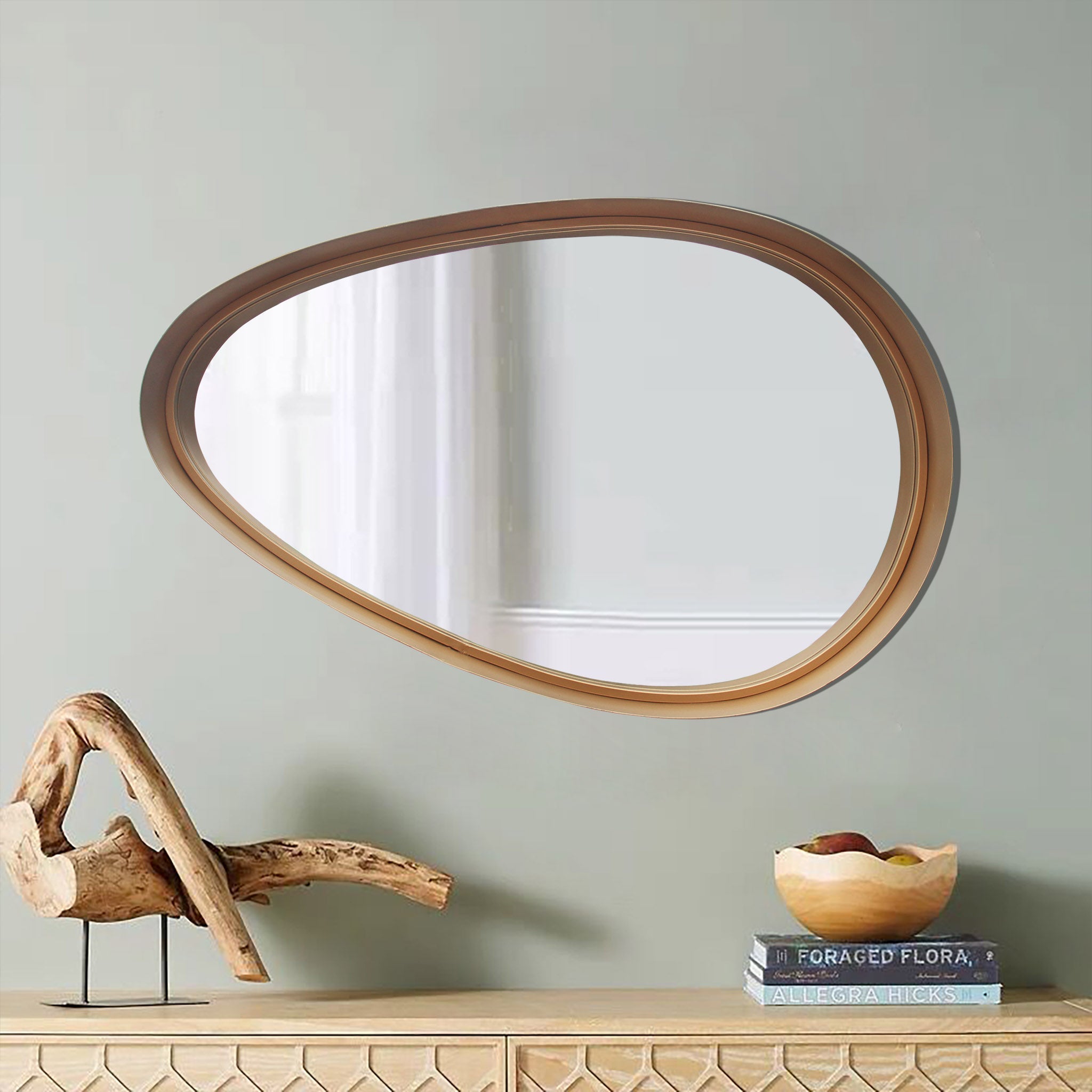  Paris Loft Decorative Droplep Shaped Gold Metal Framed Wall Mirror - Gold - Bonton