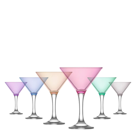 Misket Multi Colored Martini Cocktail Glasses 6-Piece Set