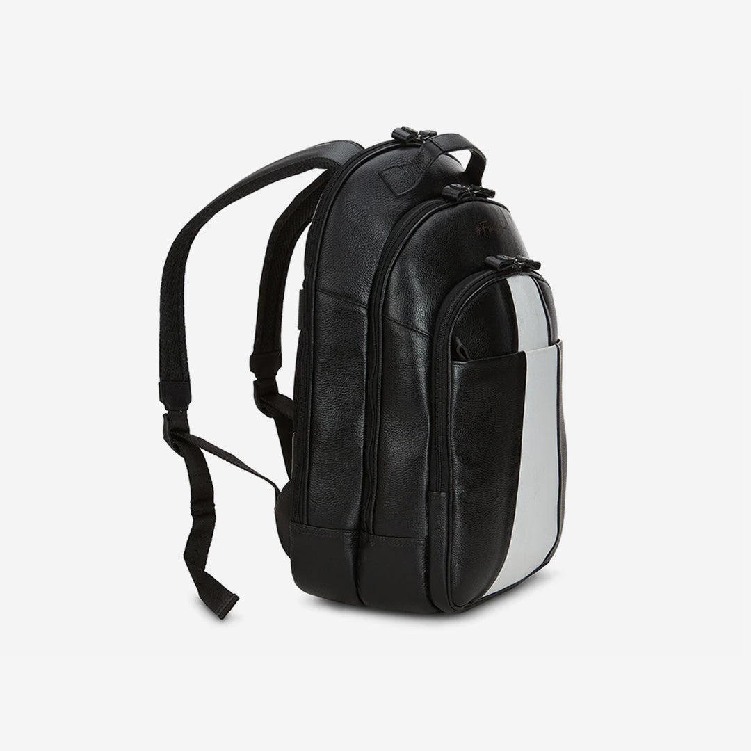  Gernie NYC 613's Premium Garda Leather Backpack - Black & White - Bonton