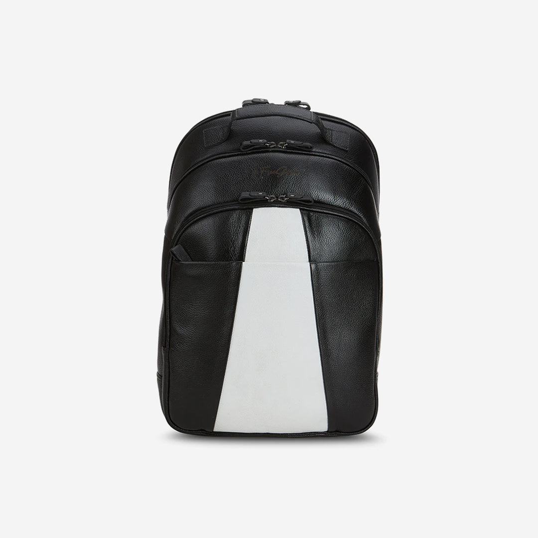  Gernie NYC 613's Premium Garda Leather Backpack - Black & White - Bonton