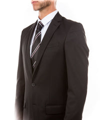 Solid Suit Separates Notch Collar Dinner Jacket Black