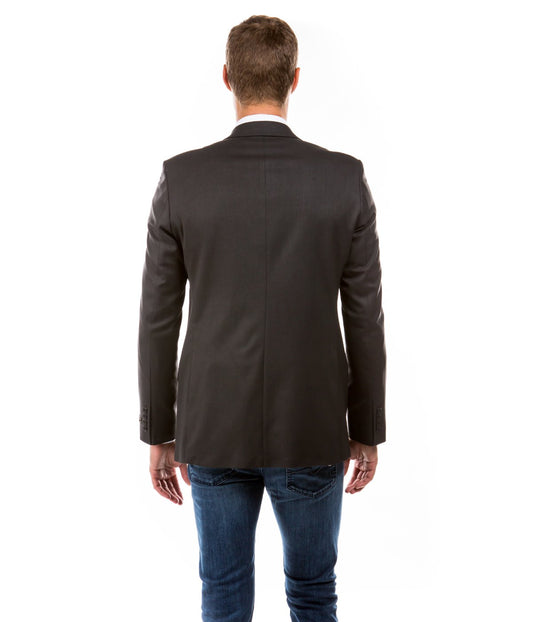 Solid Suit Separates Notch Collar Dinner Jacket Dark Grey