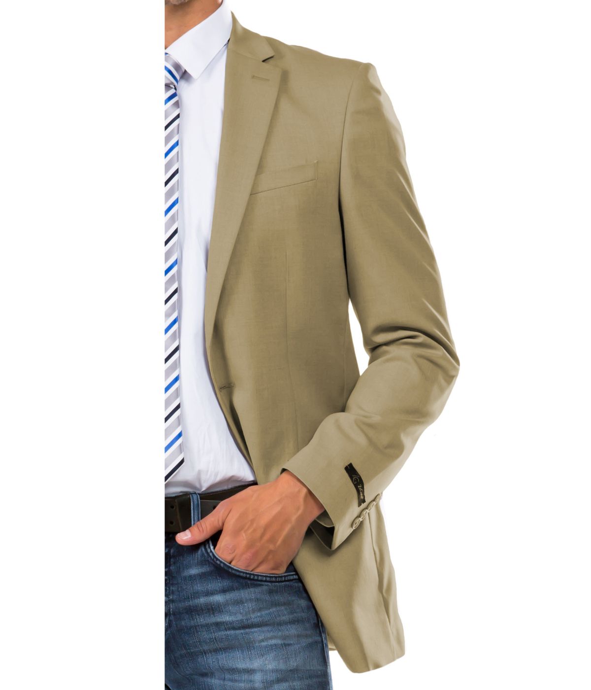  Solid Suit Separates Notch Collar Dinner Jacket Tan - Tan - Bonton