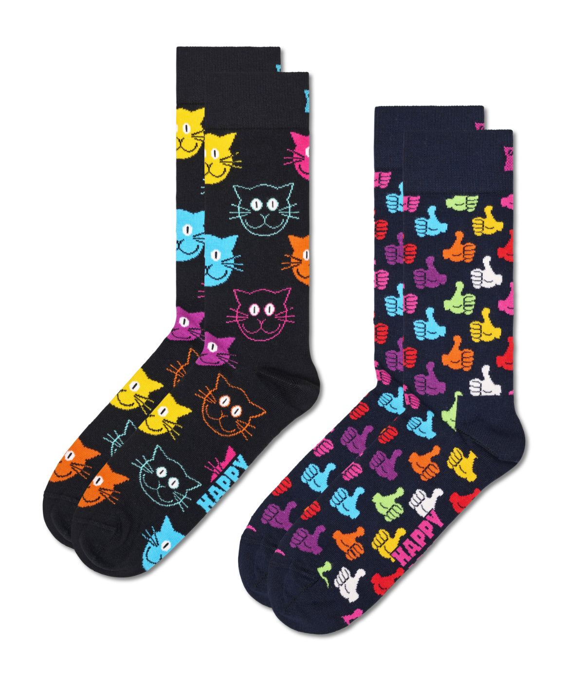  Happy Socks 2-Pack Classic Cat Socks Multi - Multi - Bonton