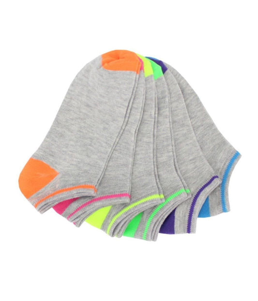 Subtle Tip Low Cut Women's Socks 6 Pack Gray Multi