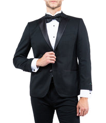 Solid Notch Lapel Tuxedo Jacket Black