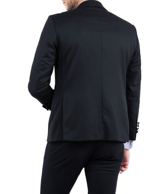 Solid Notch Lapel Tuxedo Jacket Black
