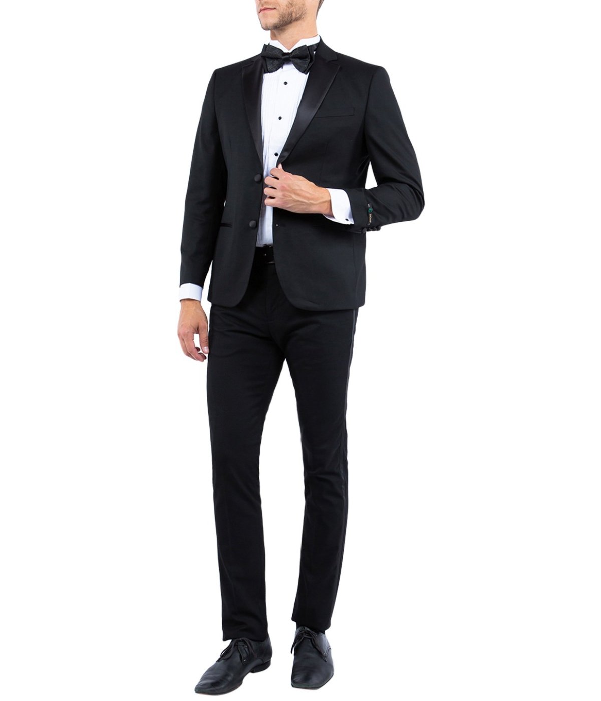  Solid Notch Lapel Tuxedo Jacket Black - Black - Bonton