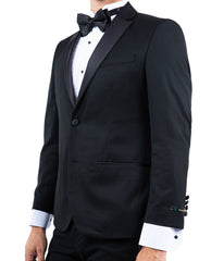 Solid Notch Lapel Tuxedo Jacket Black