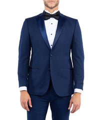 Solid Notch Lapel Tuxedo Jacket Navy