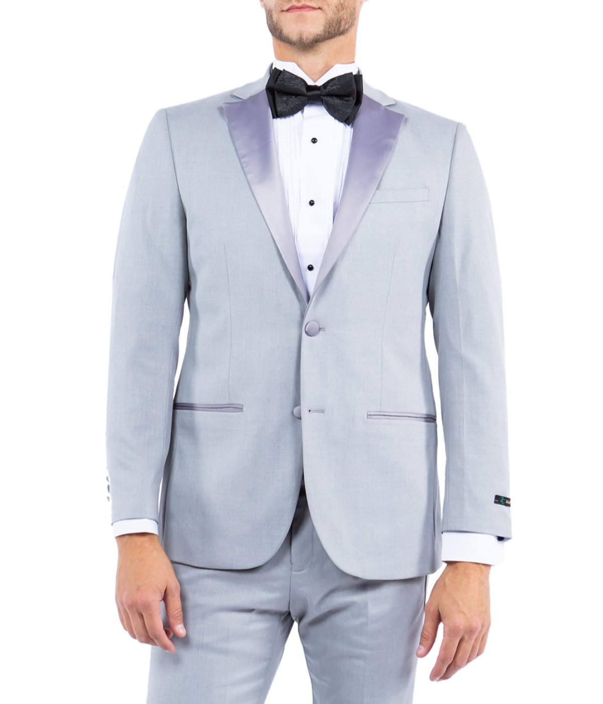  Solid Notch Lapel Tuxedo Jacket Gray - Gray - Bonton