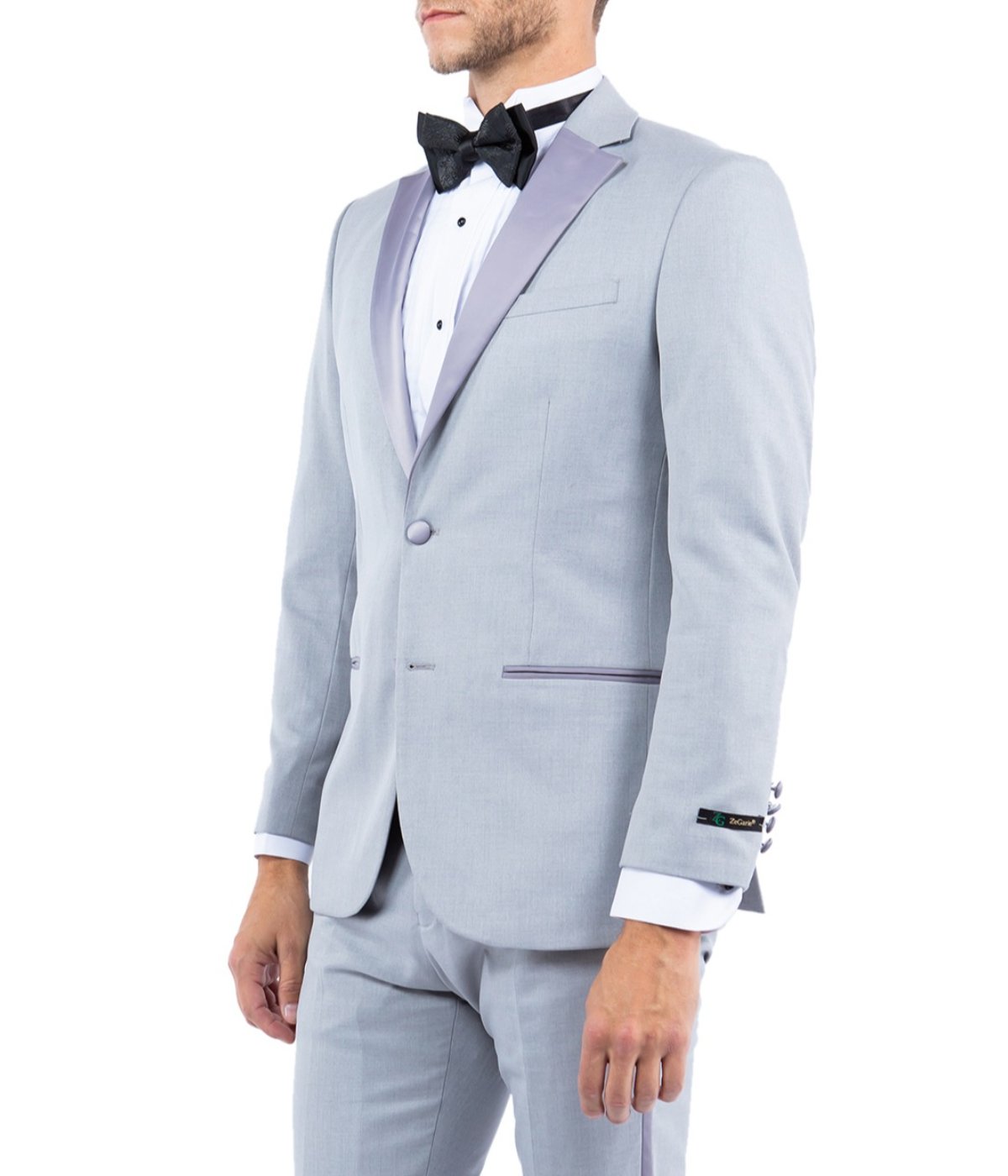  Solid Notch Lapel Tuxedo Jacket Gray - Gray - Bonton