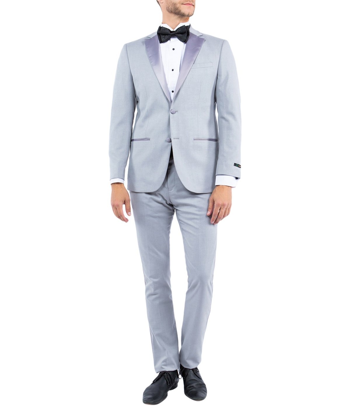  Solid Notch Lapel Tuxedo Jacket Gray - Gray - Bonton