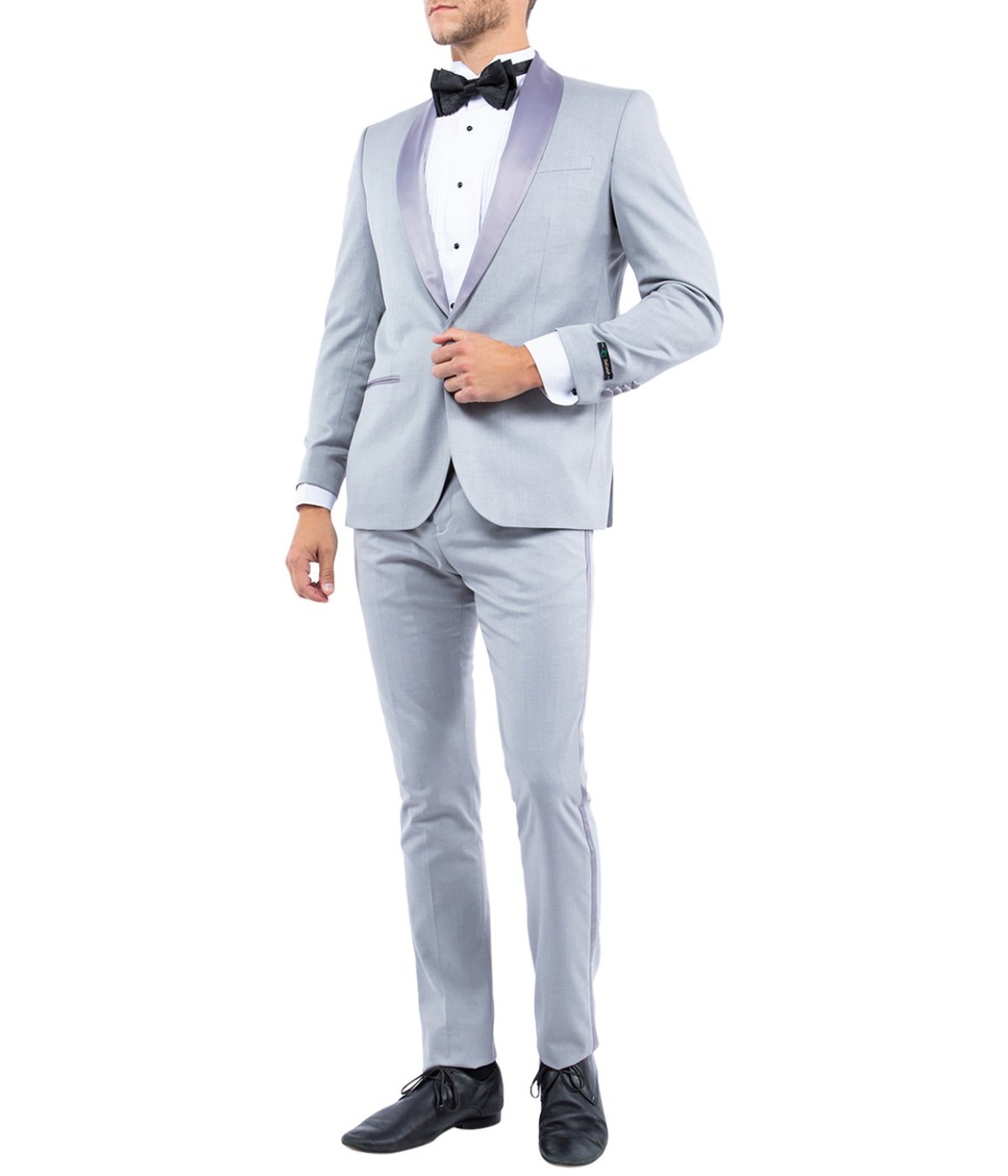  Tuxedo Separates Shawl Collar Tuxedo Jacket Light Grey - Light Grey - Bonton