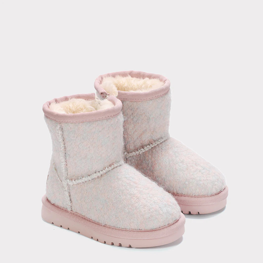  Mykos Kora Toddler Zip-Up Boot - Light Pink Wool - Bonton