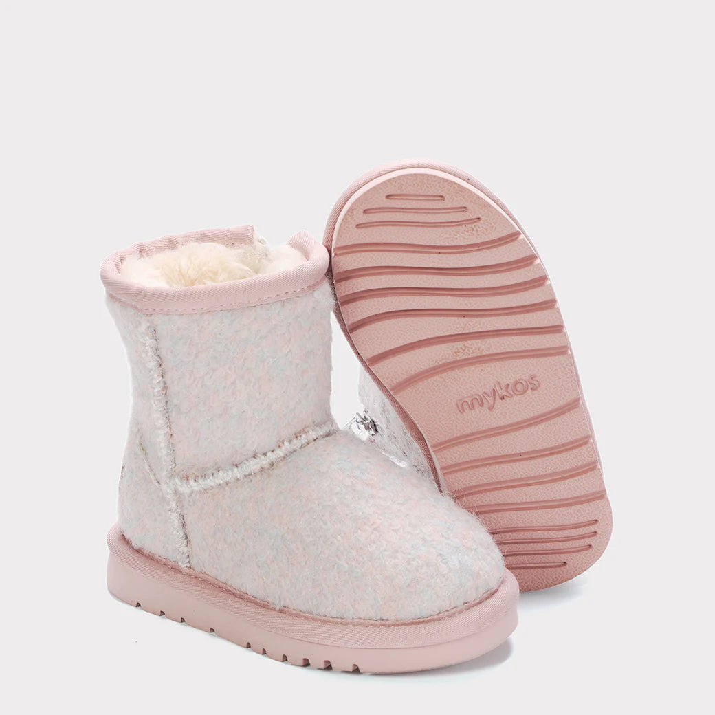  Mykos Kora Toddler Zip-Up Boot - Light Pink Wool - Bonton