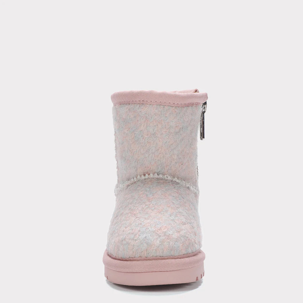  Mykos Kora Toddler Zip-Up Boot - Light Pink Wool - Bonton