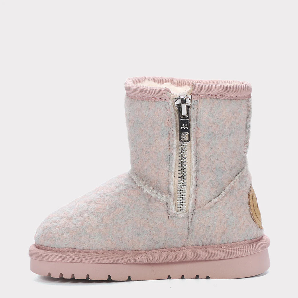  Mykos Kora Toddler Zip-Up Boot - Light Pink Wool - Bonton