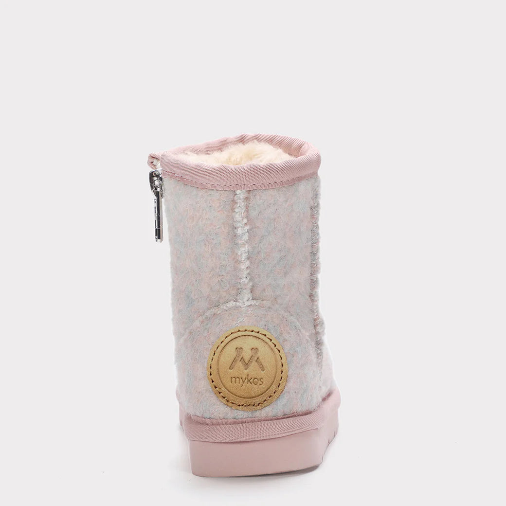  Mykos Kora Toddler Zip-Up Boot - Light Pink Wool - Bonton