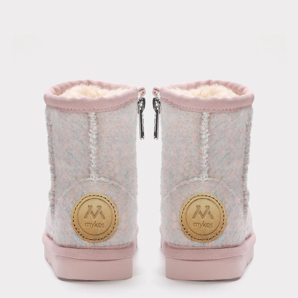  Mykos Kora Toddler Zip-Up Boot - Light Pink Wool - Bonton