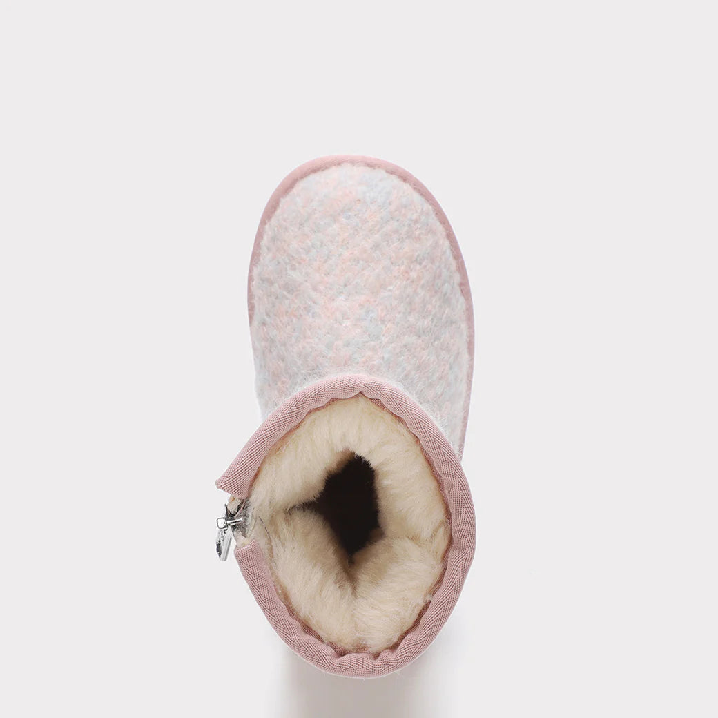  Mykos Kora Toddler Zip-Up Boot - Light Pink Wool - Bonton