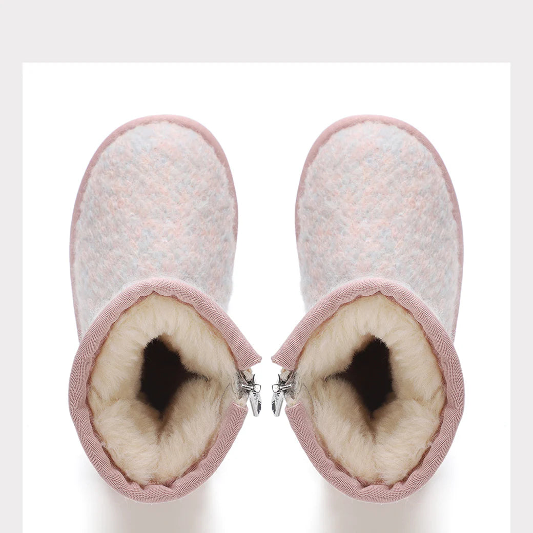  Mykos Kora Toddler Zip-Up Boot - Light Pink Wool - Bonton