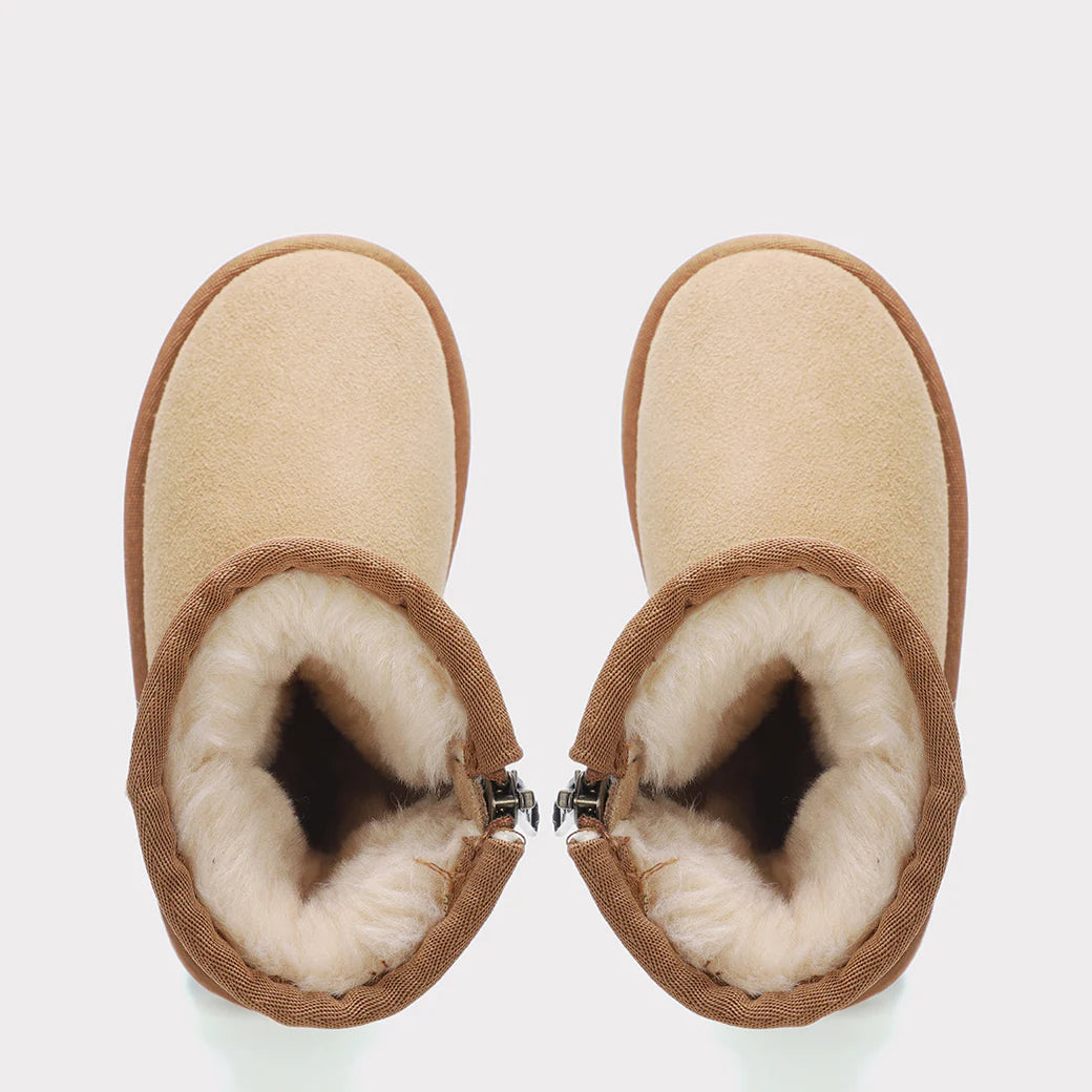  Mykos Kora Toddler Zip-Up Boot - Light Pink Wool - Bonton