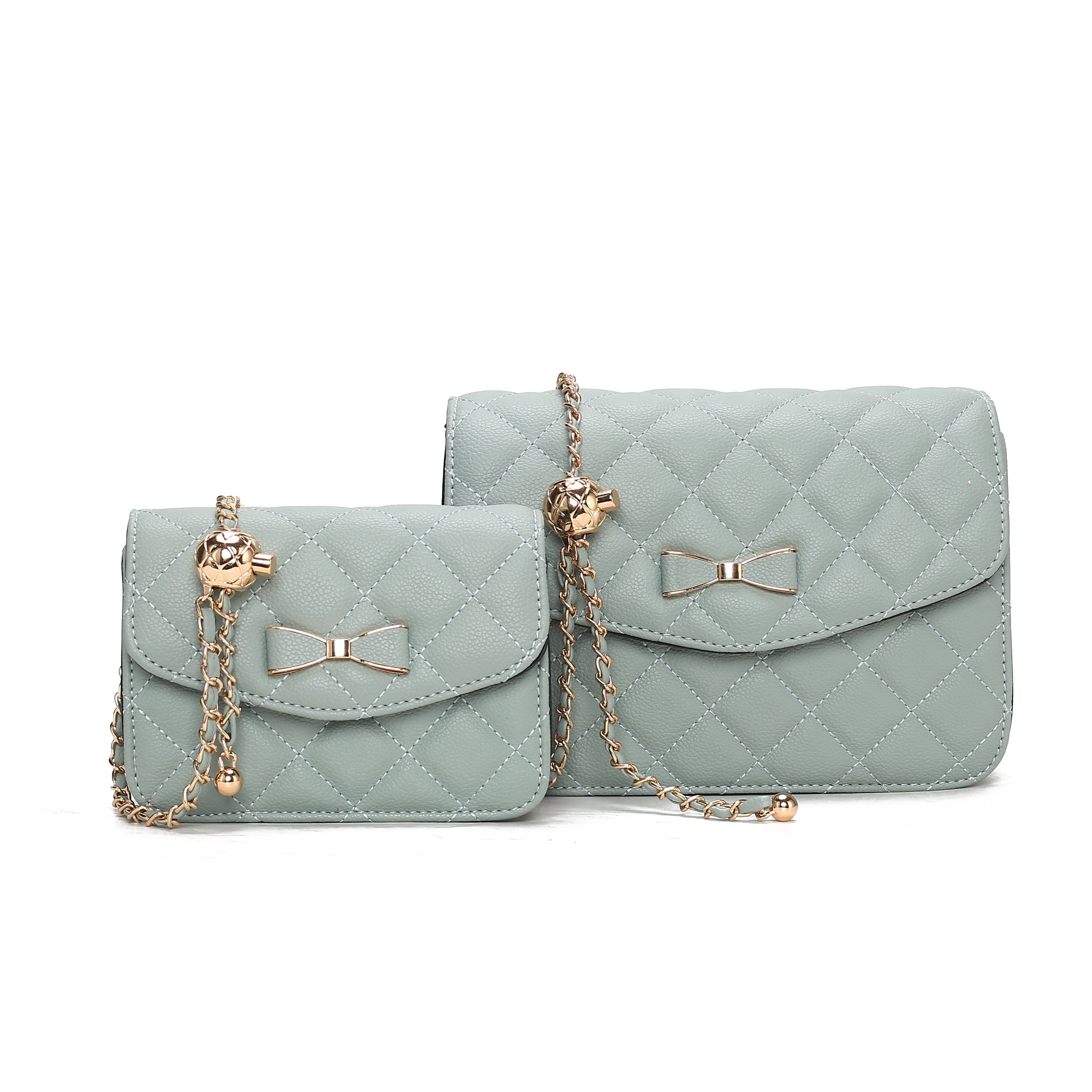  MKF Collection Blossom Shoulder Bag and Set - Denim Blue - Bonton