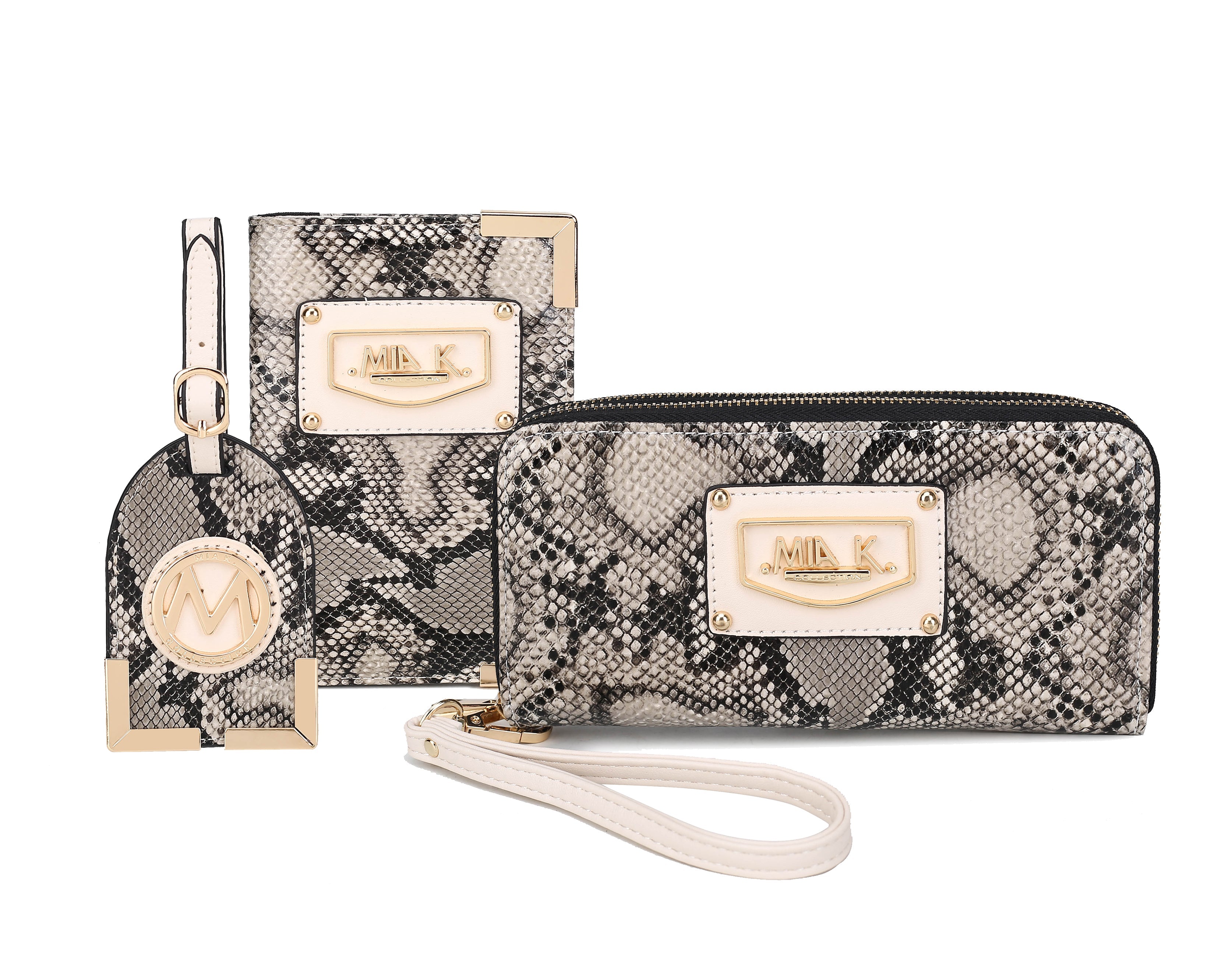  MKF Collection Darla Wallet and Travel Set - Snake Beige - Bonton