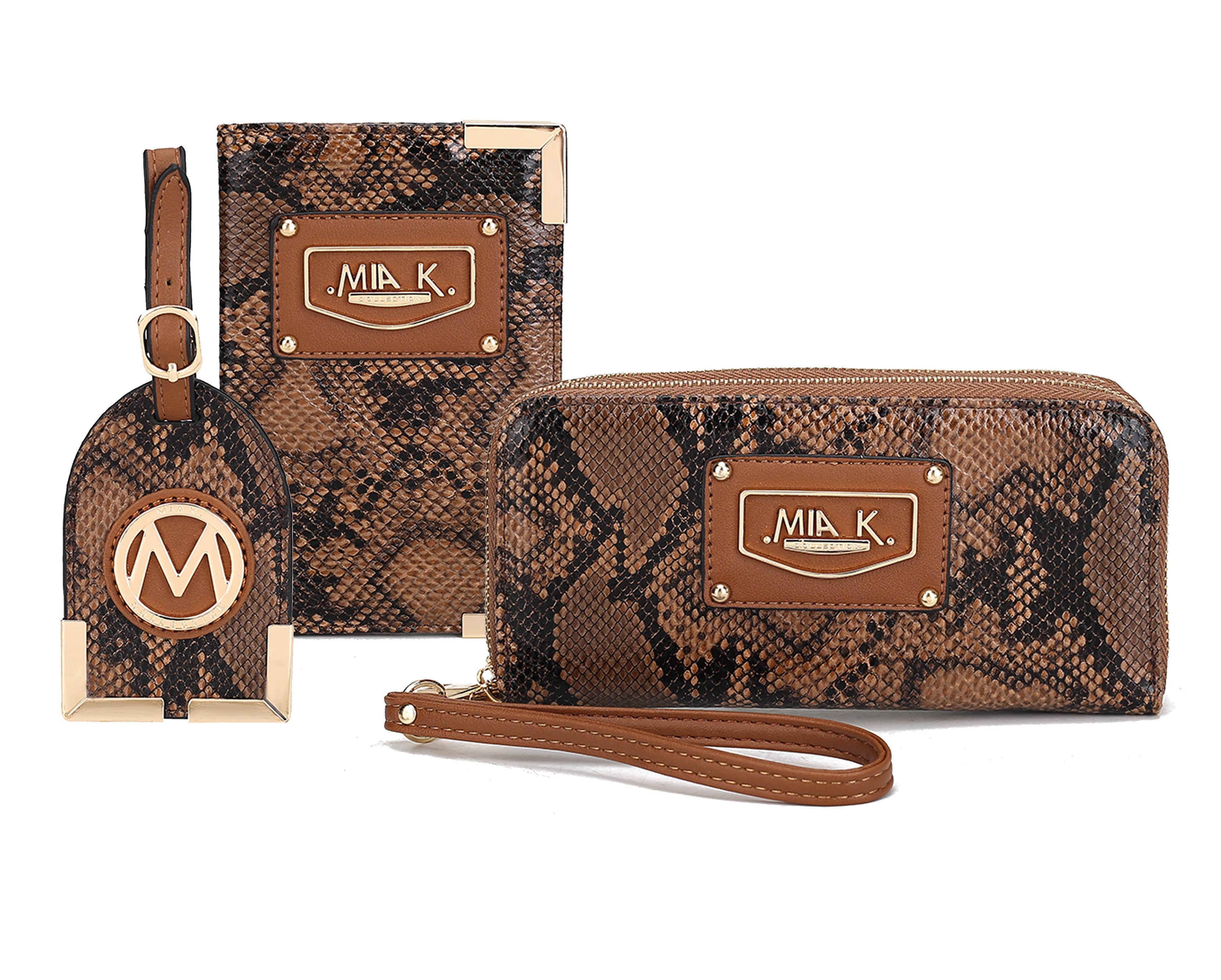  MKF Collection Darla Wallet and Travel Set - Snake Beige - Bonton