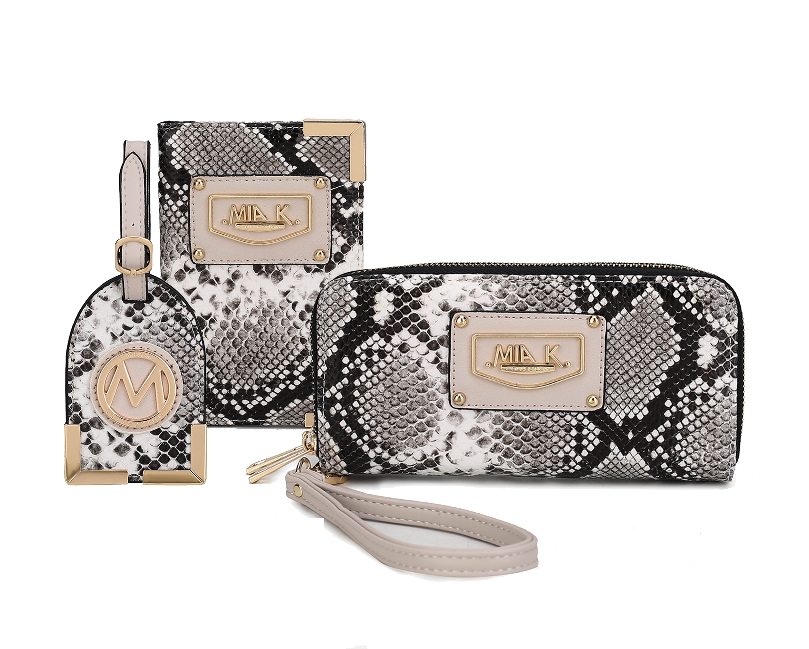  MKF Collection Darla Wallet and Travel Set - Snake Beige - Bonton