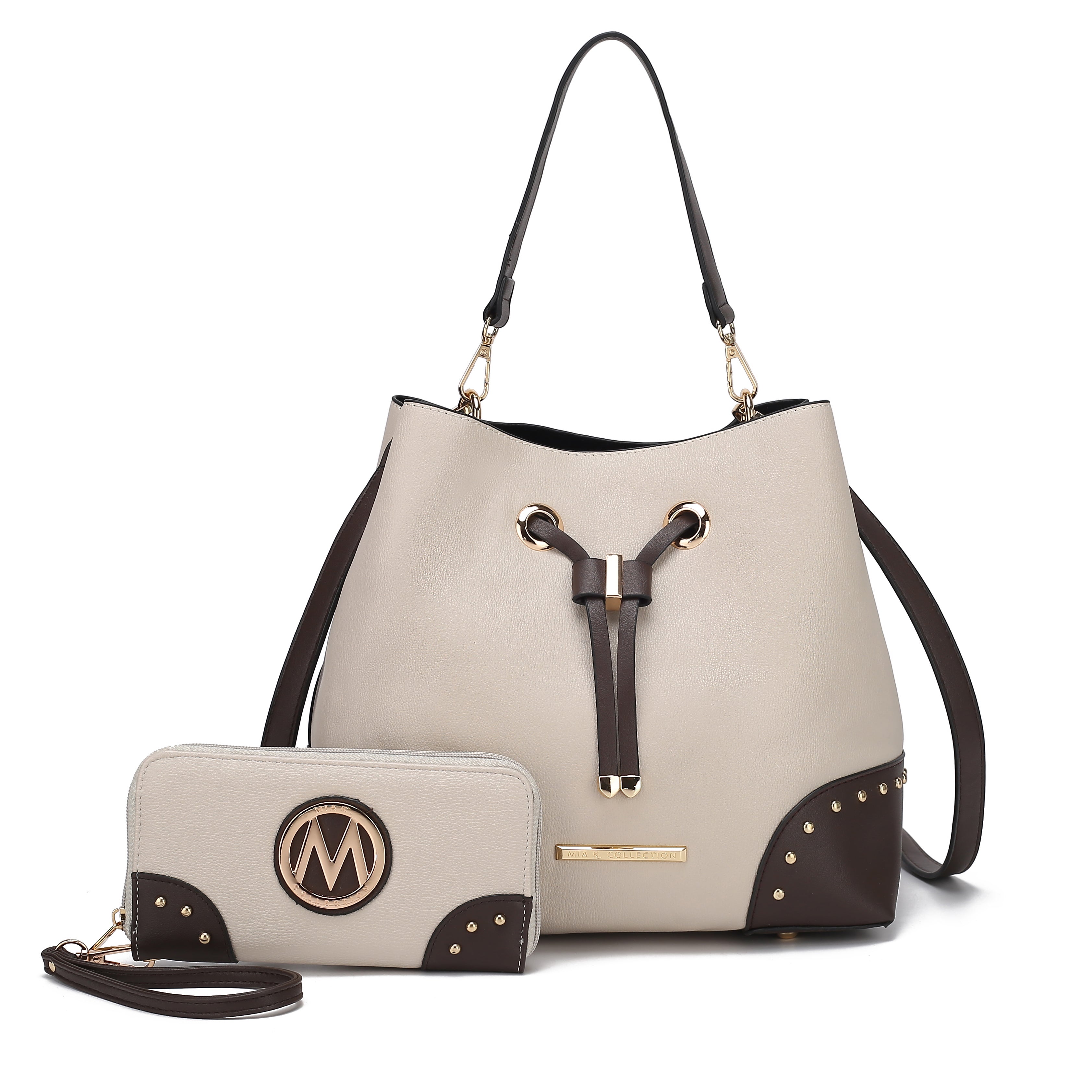  MKF Collection Bella Bucket Bag and Wallet Set - Beige - Bonton