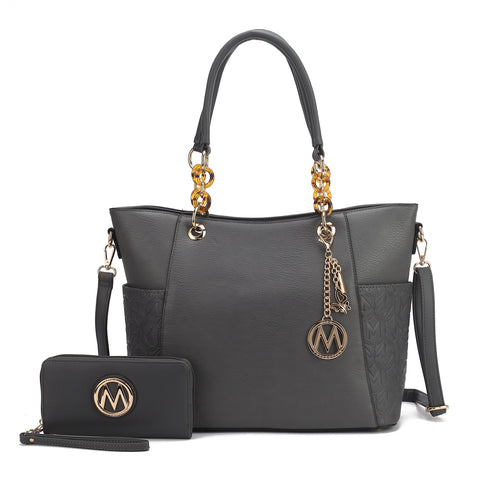 Merlina Embossed Tote Bag and Wallet Set
