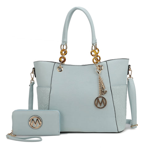 Merlina Embossed Tote Bag and Wallet Set