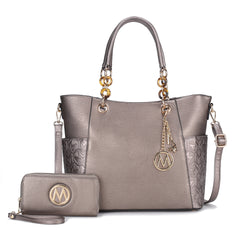 Merlina Embossed Tote Bag and Wallet Set