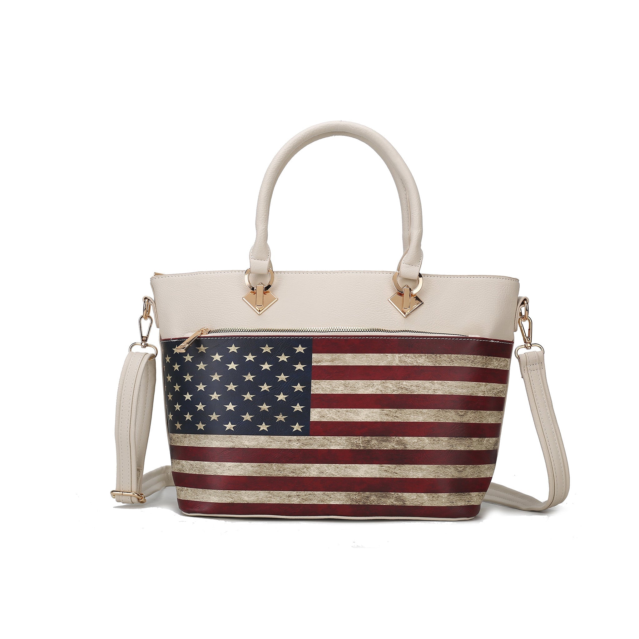  MKF Collection Lilian Printed Flag Tote Bag - Beige - Bonton