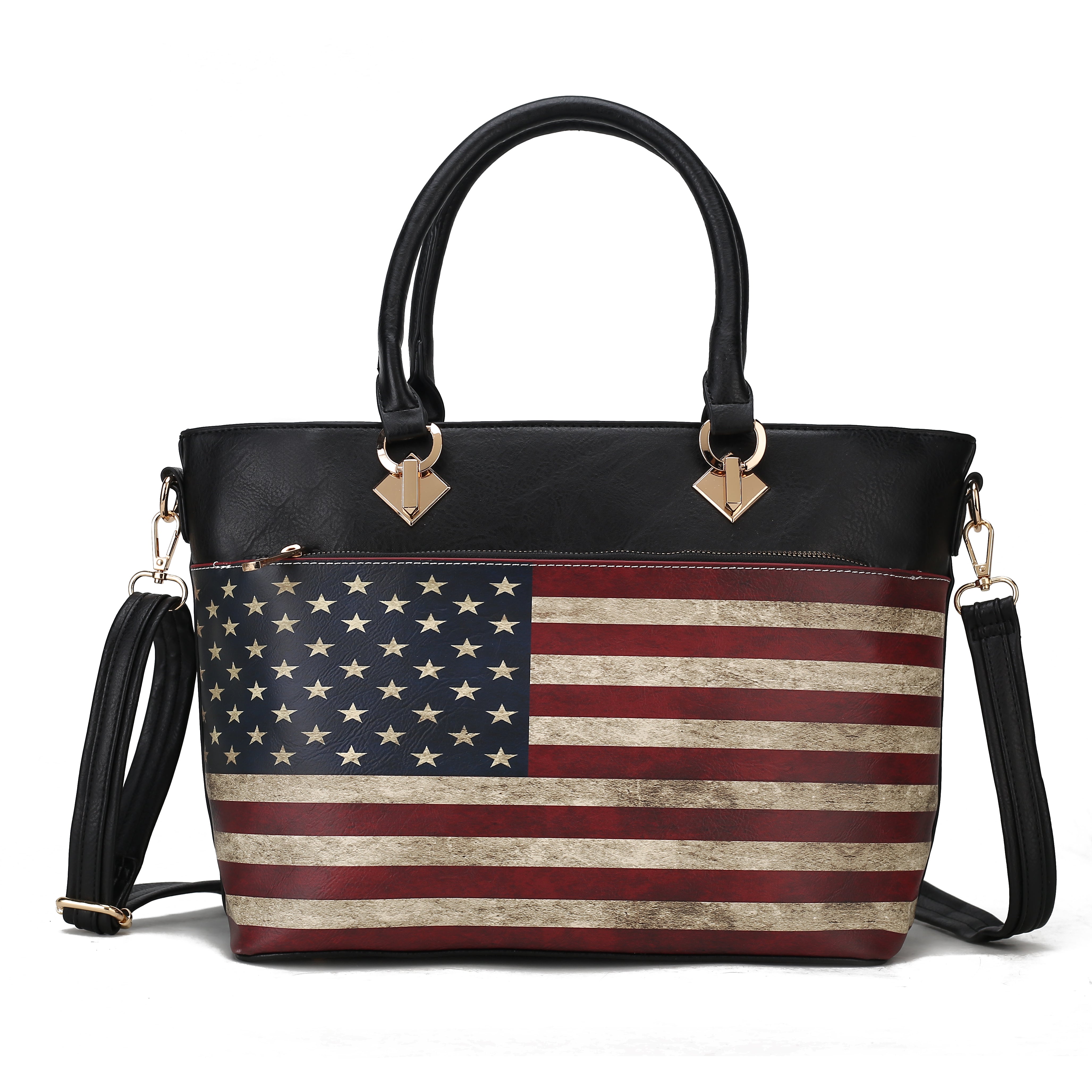  MKF Collection Lilian Printed Flag Tote Bag - Beige - Bonton