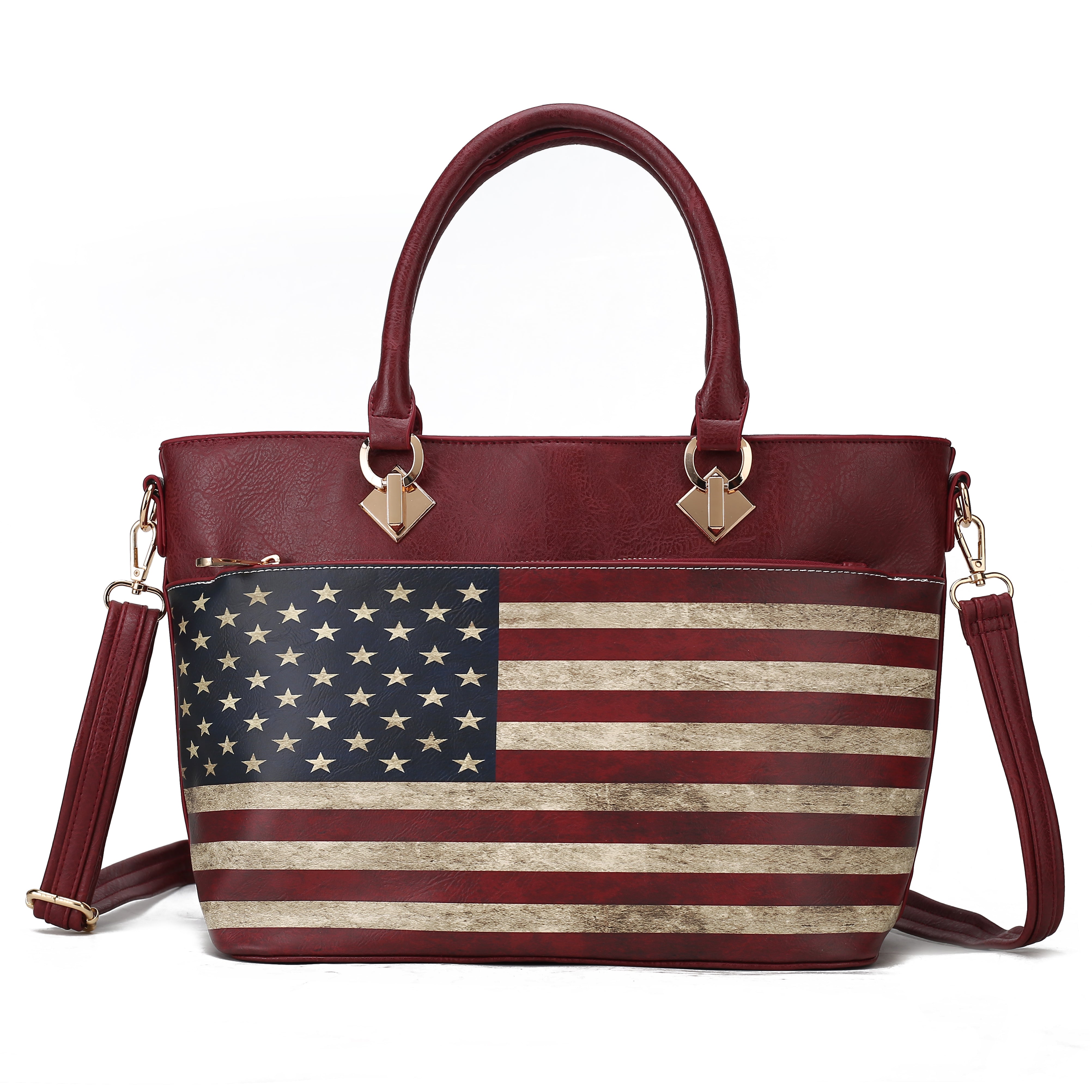  MKF Collection Lilian Printed Flag Tote Bag - Beige - Bonton