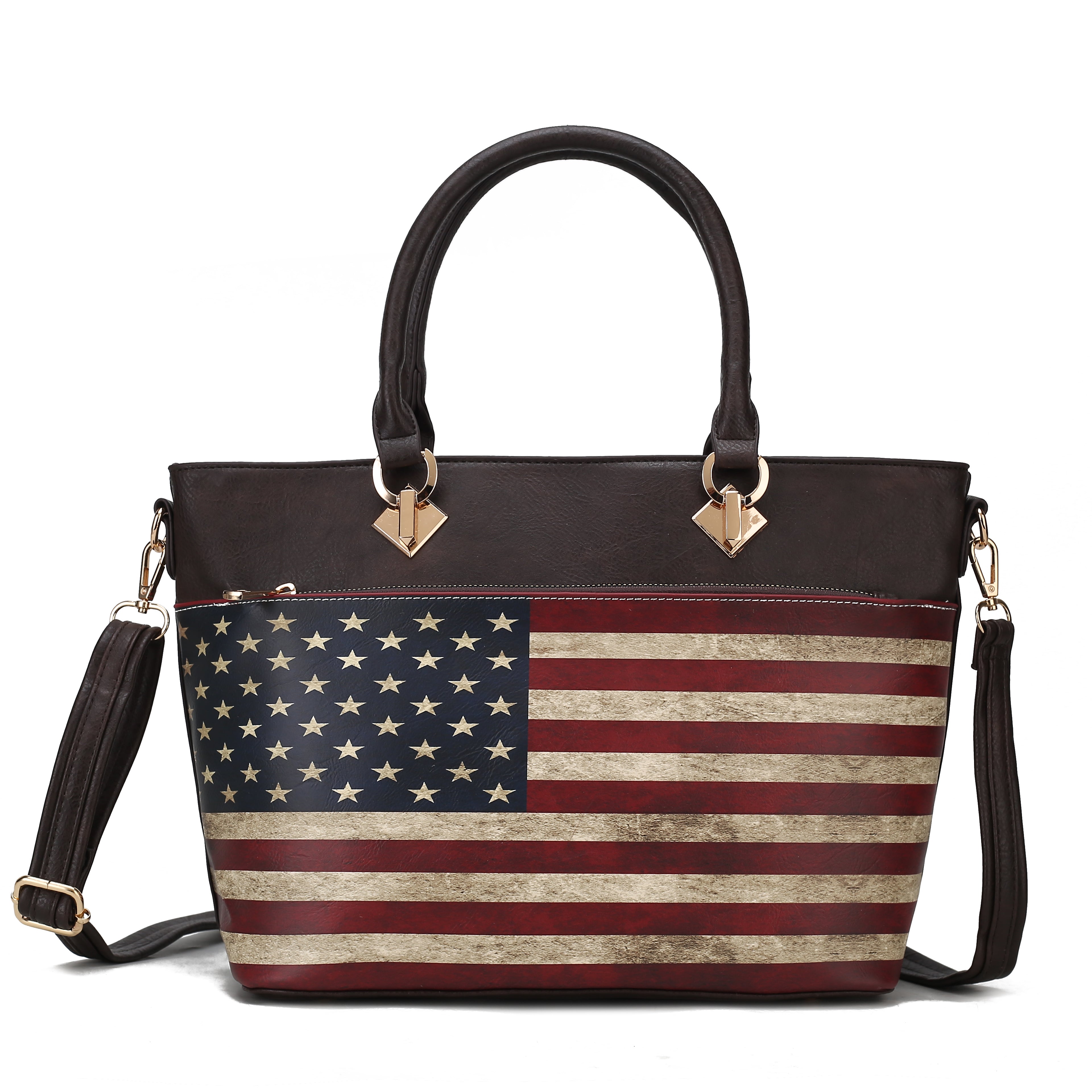  MKF Collection Lilian Printed Flag Tote Bag - Beige - Bonton