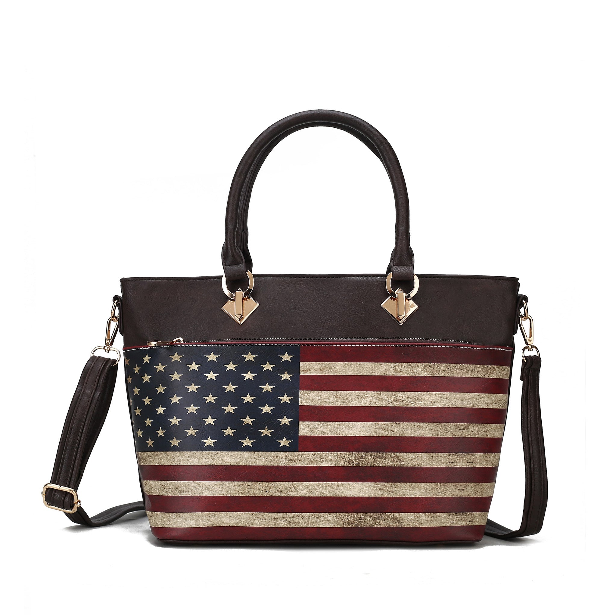  MKF Collection Lilian Printed Flag Tote Bag - Beige - Bonton