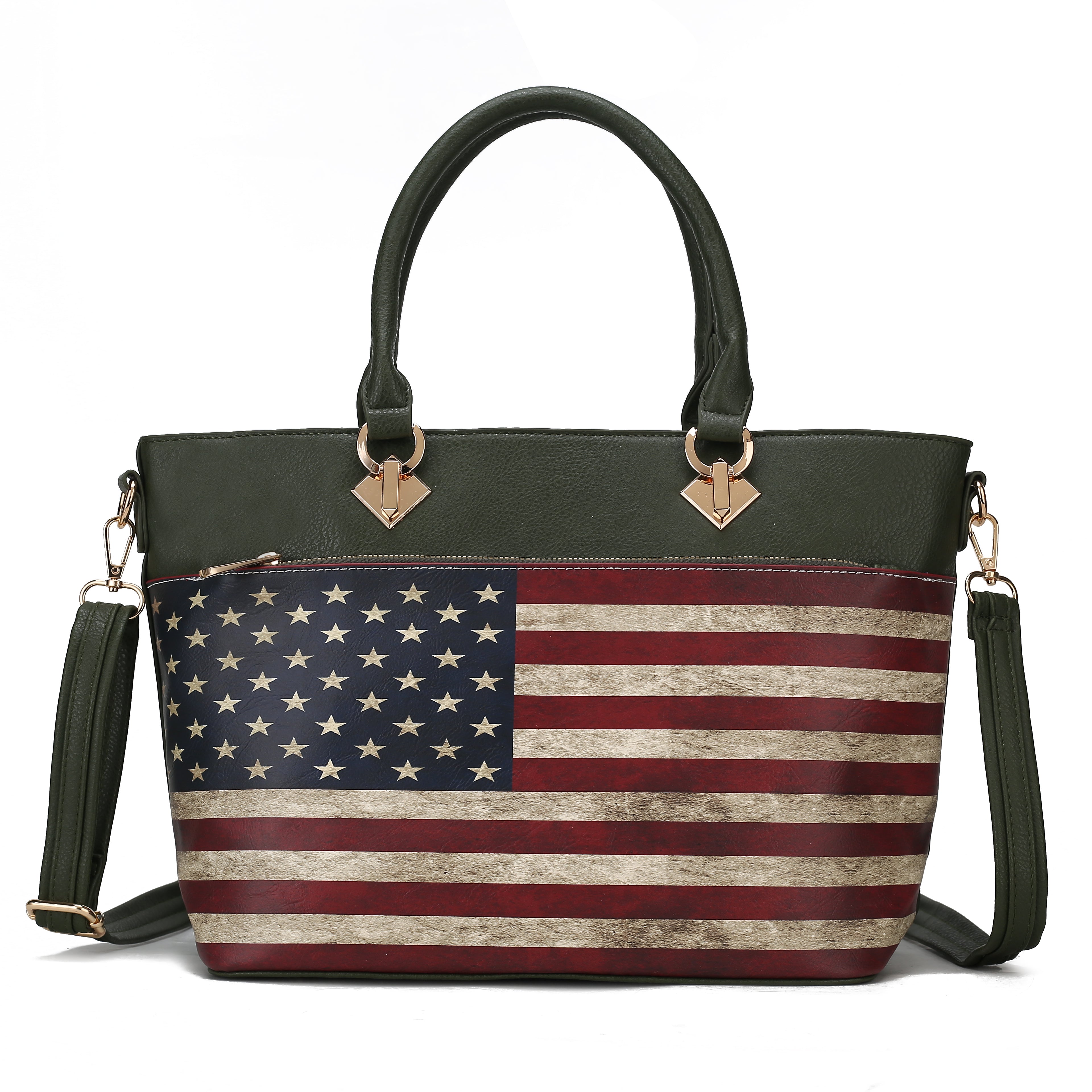  MKF Collection Lilian Printed Flag Tote Bag - Beige - Bonton