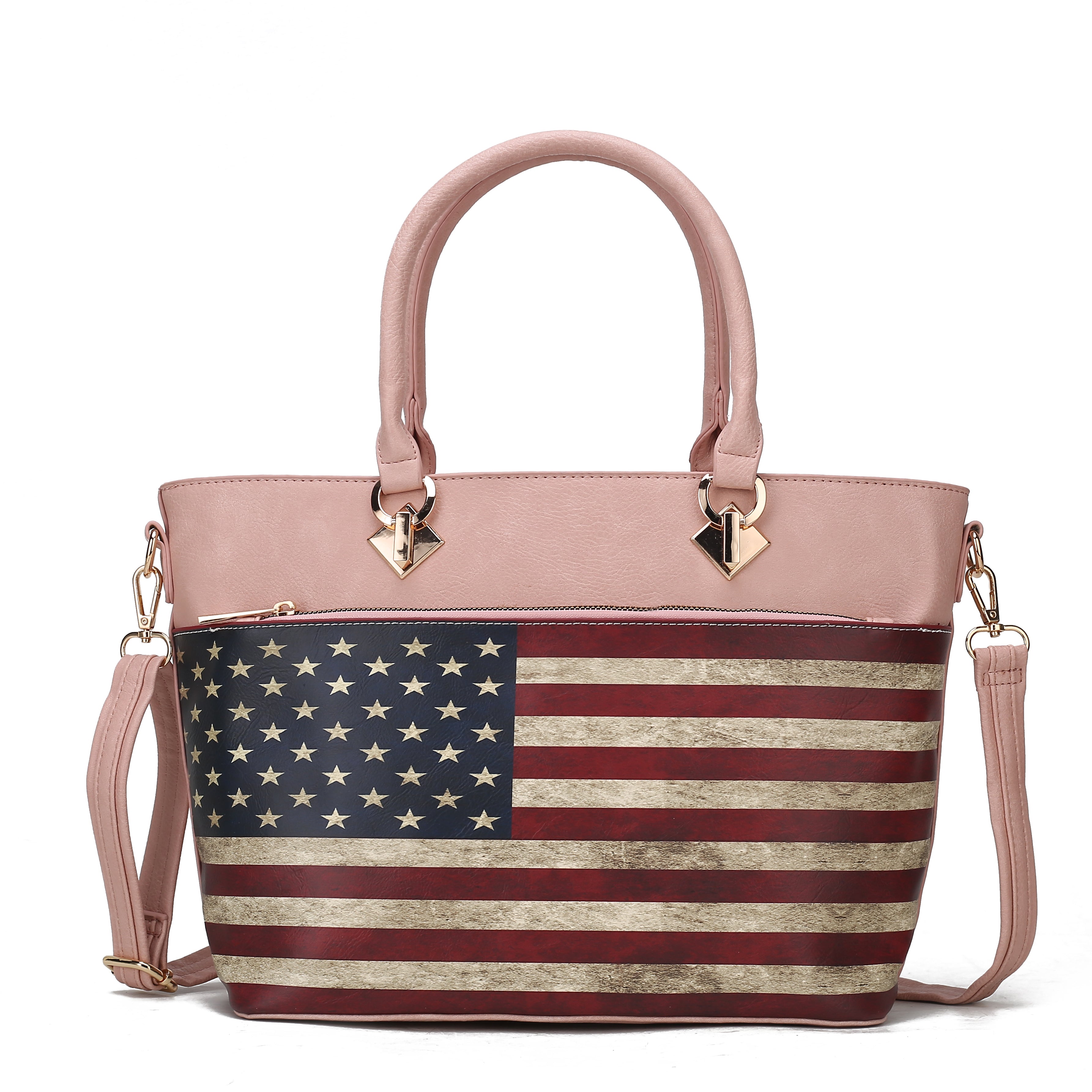  MKF Collection Lilian Printed Flag Tote Bag - Beige - Bonton