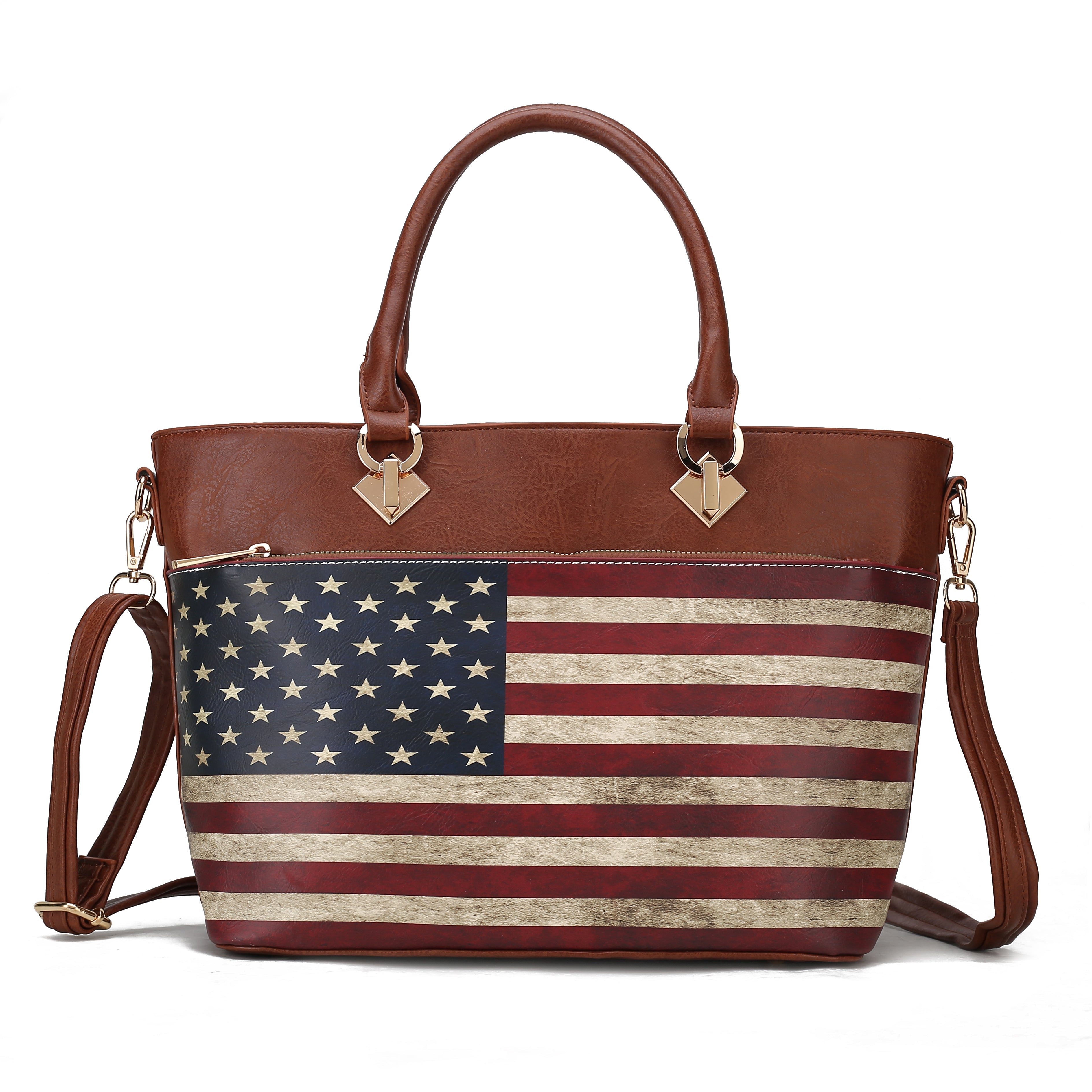  MKF Collection Lilian Printed Flag Tote Bag - Beige - Bonton