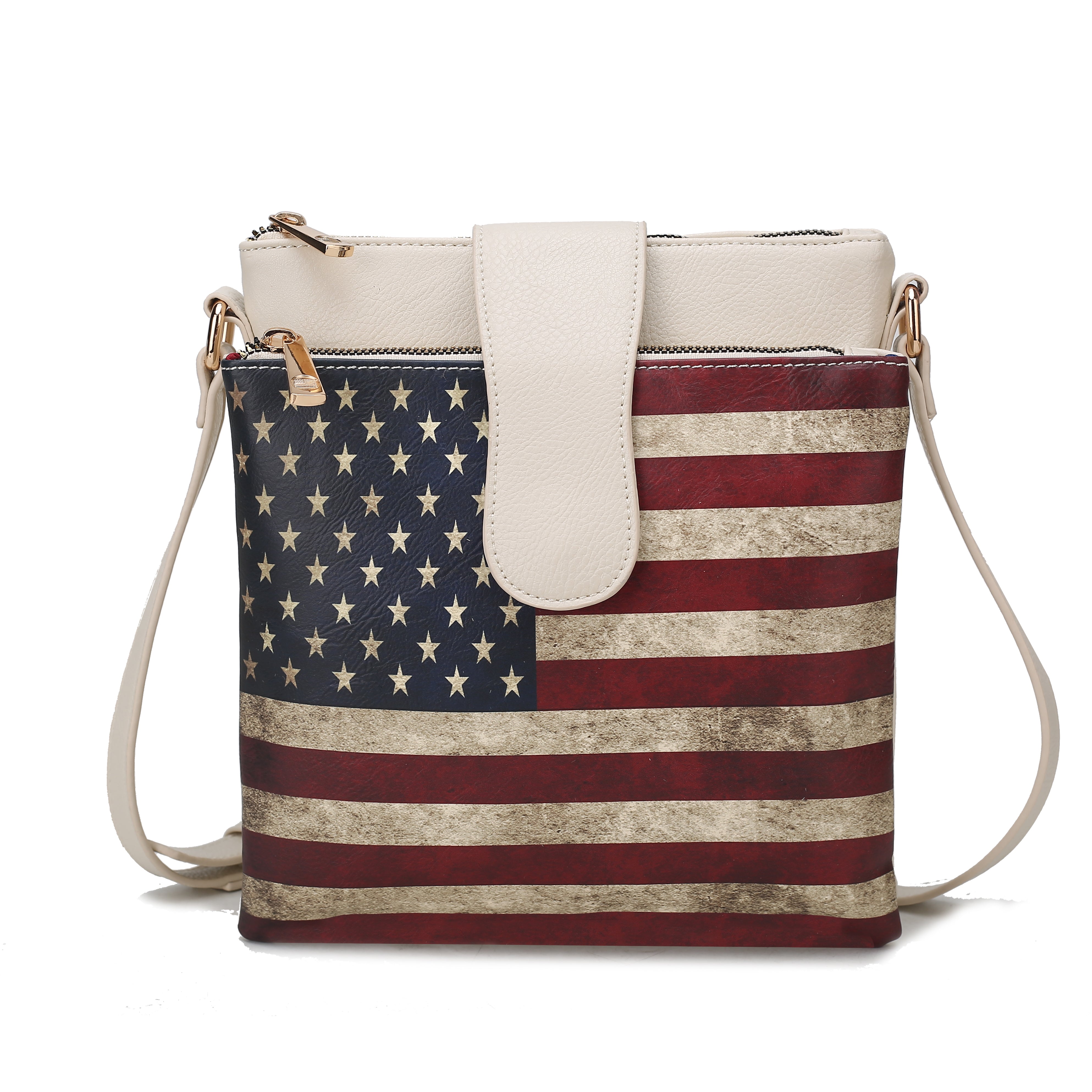  MKF Collection Josephine Printed Flag Crossbody Bag - Beige - Bonton