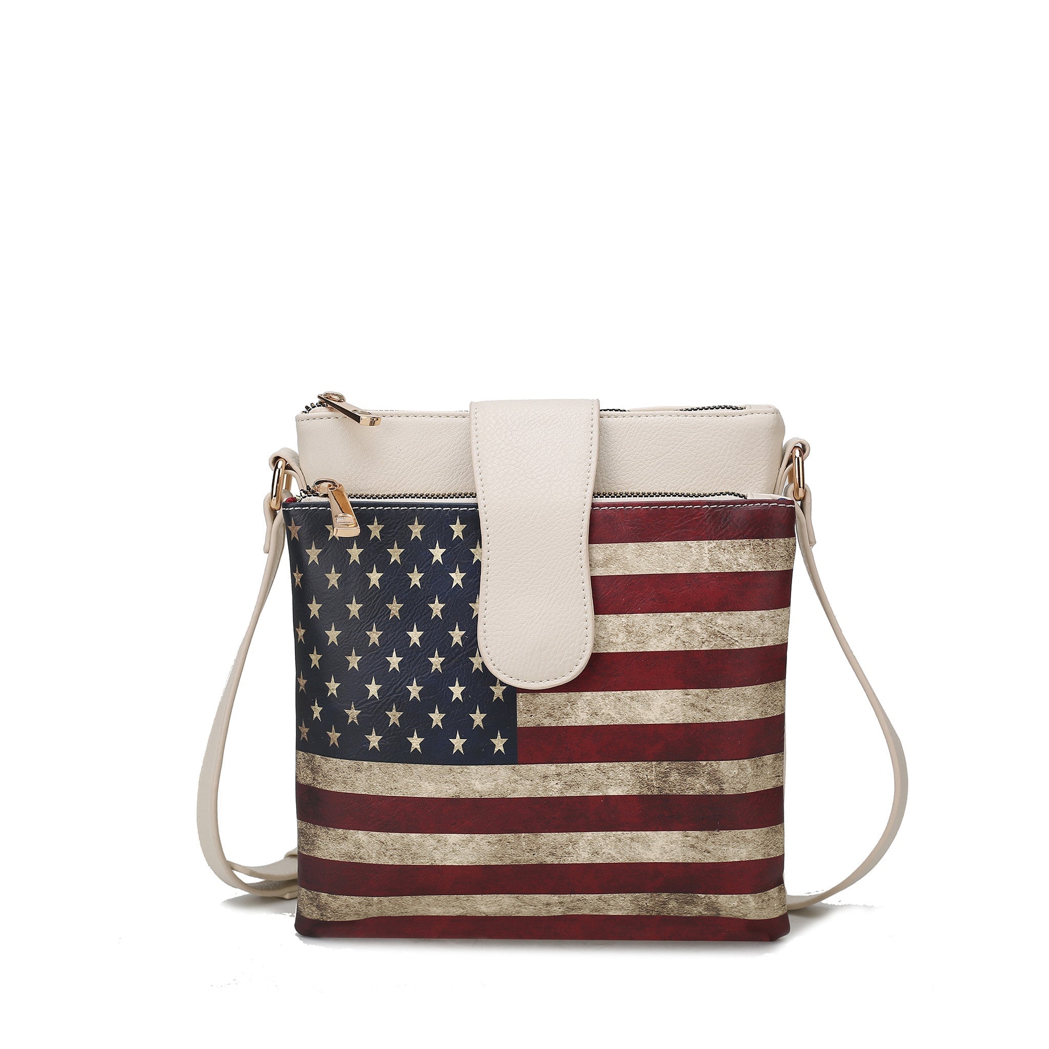  MKF Collection Josephine Printed Flag Crossbody Bag - Beige - Bonton
