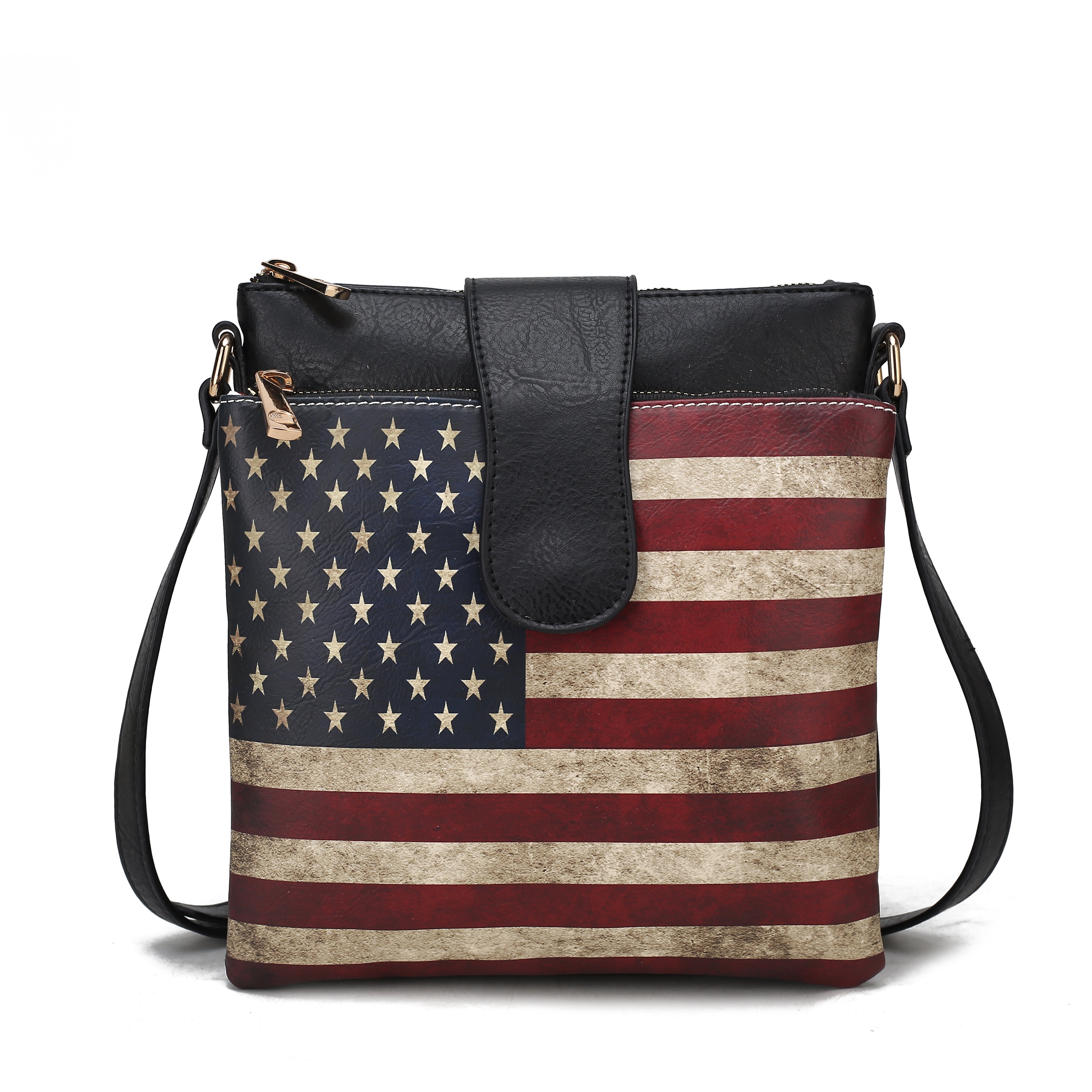  MKF Collection Josephine Printed Flag Crossbody Bag - Beige - Bonton