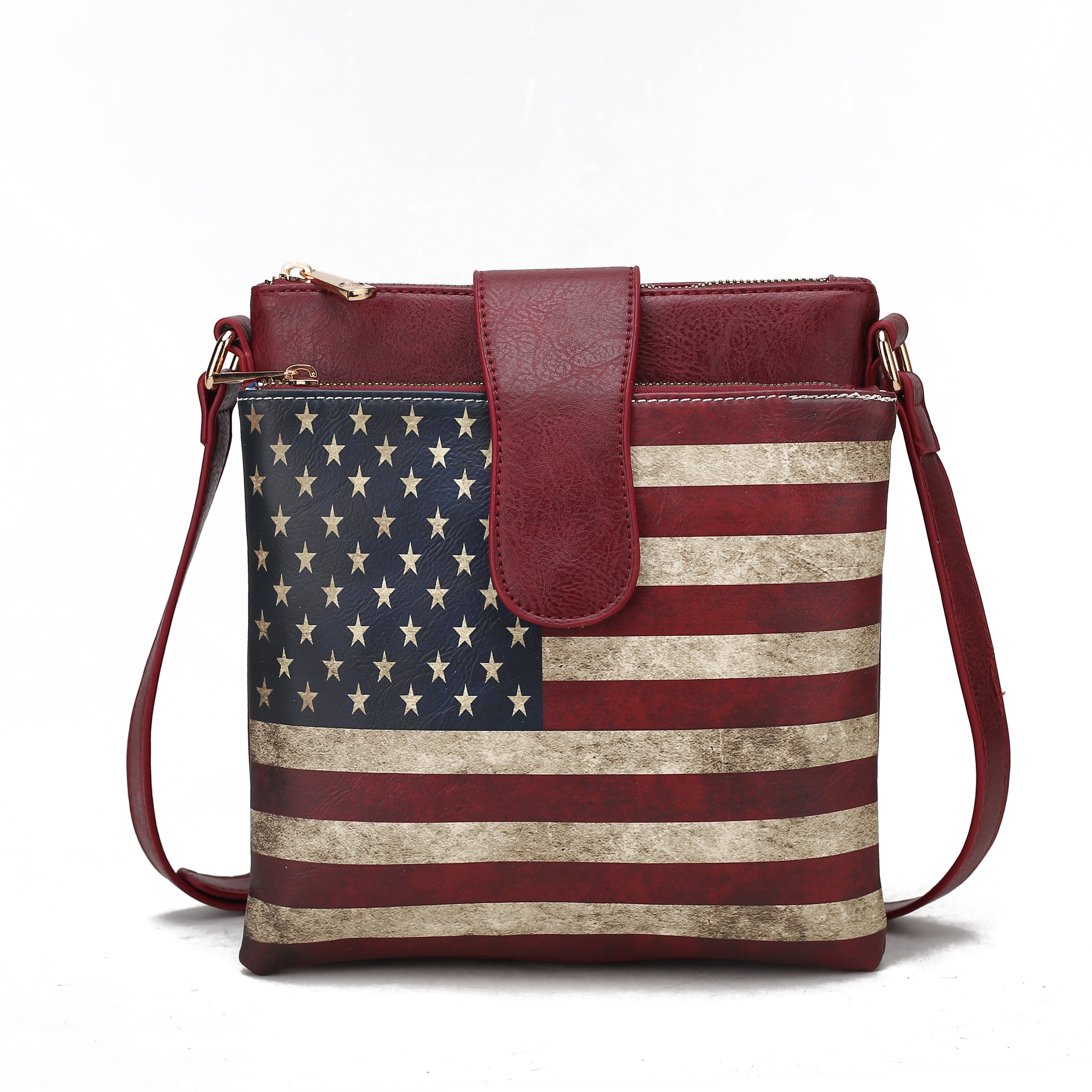  MKF Collection Josephine Printed Flag Crossbody Bag - Beige - Bonton