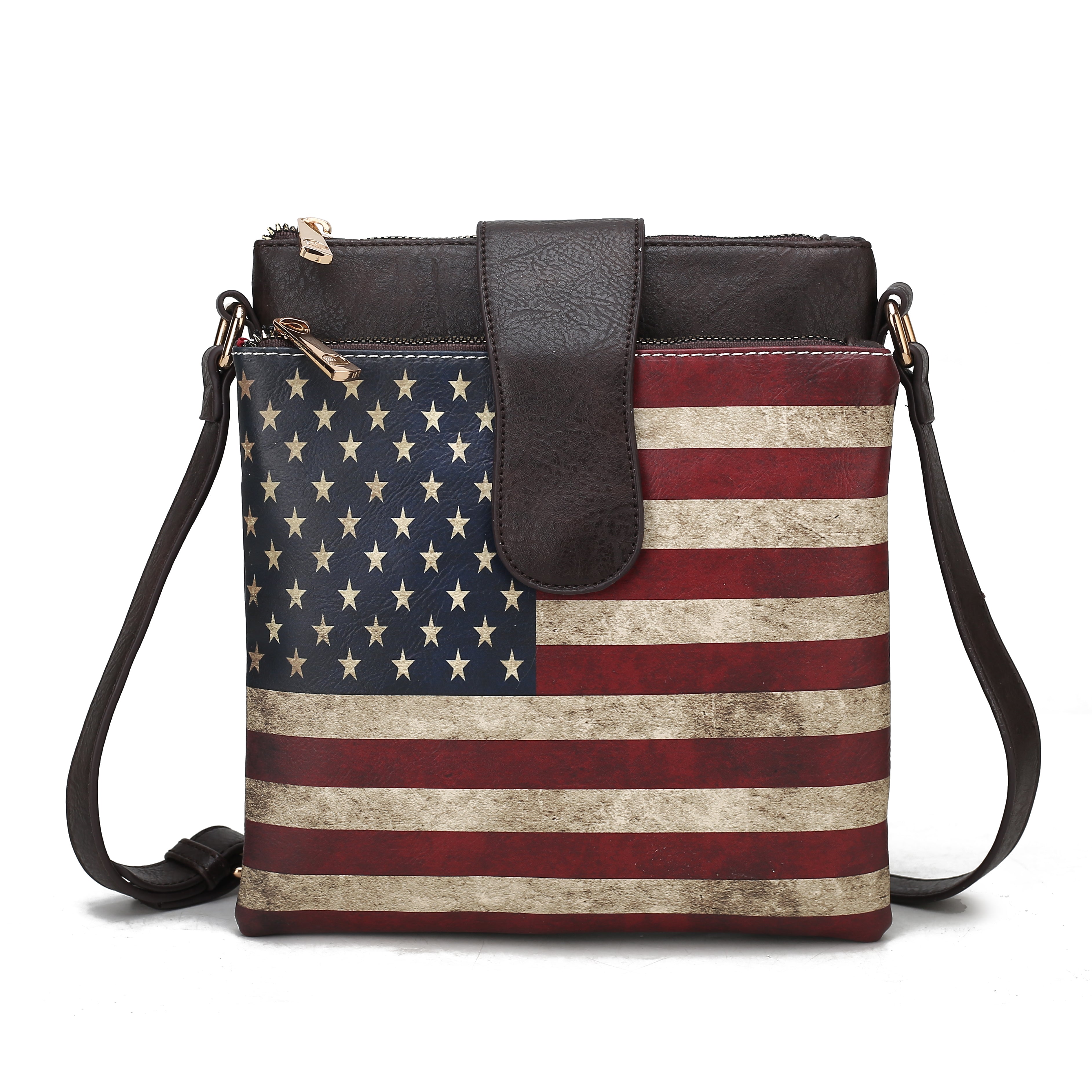  MKF Collection Josephine Printed Flag Crossbody Bag - Beige - Bonton
